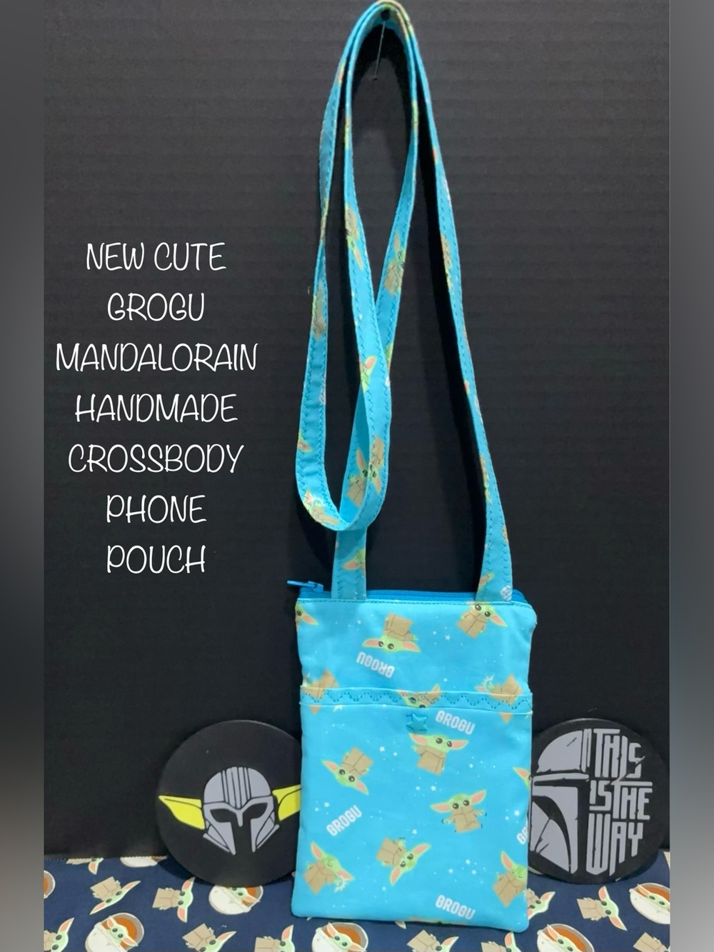 NEW CUTE GRUGO MANDALORAIN HANDMADE CROSSBODY PHONE POUCH